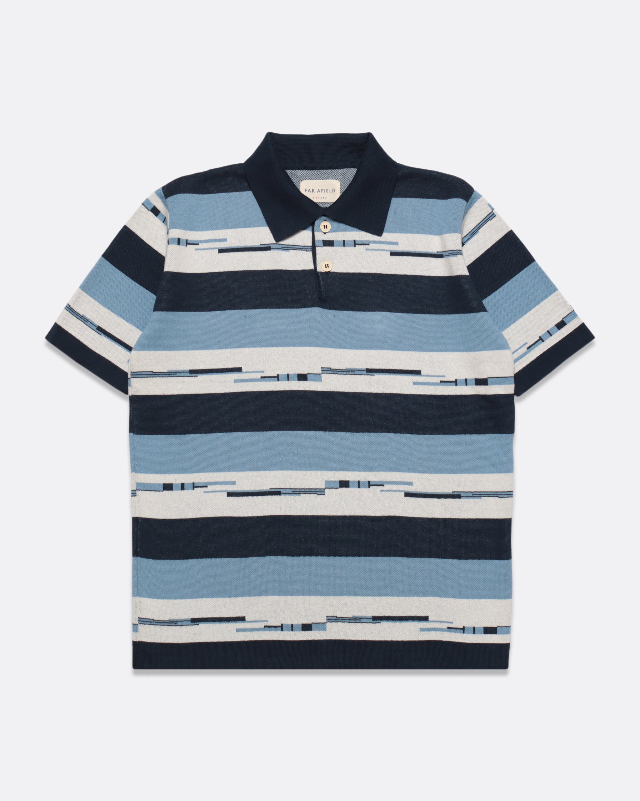 Kier Polo Allure Blue Navy Pixel Stripe Far Afield